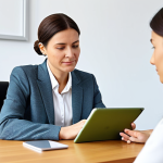 **Prompt for "When Personalization Feels Too Personal":**
    A professional, middle-aged woman in a modest business blazer and a collared shirt, seated comfortably at a sleek, minimalist desk in a bright, modern co-working space. She is looking at a tablet, with a slight, thoughtful expression. Around her, subtle, transparent digital overlays float in the air, representing personalized data streams and content, creating a gentle sense of ubiquitous information and digital presence. The overall atmosphere is calm but hints at the constant interaction with data. Fully clothed, appropriate attire, modest clothing, safe for work, perfect anatomy, natural pose, well-formed hands, proper finger count, professional photography, high quality, family-friendly.