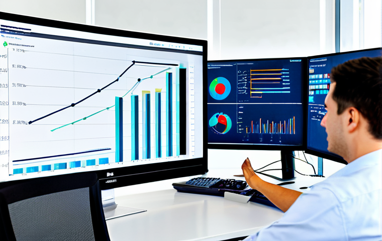 개인 프로젝트에 적합한 데이터 소스 찾기 - **Prompt:** A data scientist, fully clothed in appropriate business casual attire, analyzes a comple...