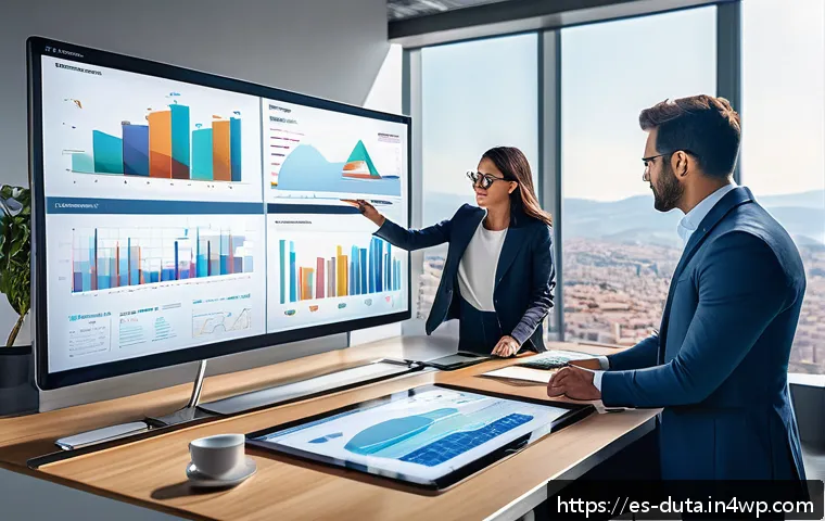 AI 기반 데이터 수집 도구 활용하기 - A modern office scene showing a diverse team of professionals working collaboratively around a large...