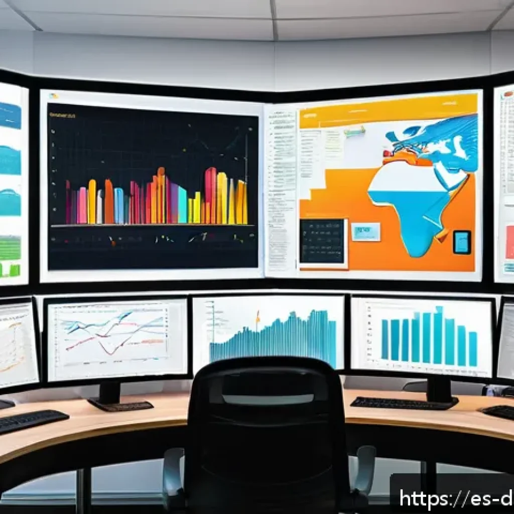 데이터 수집 후 데이터 마이닝 기법 적용하기 - A detailed digital illustration of a data scientist&rsquo;s workspace in a modern office in Mexico City, f...