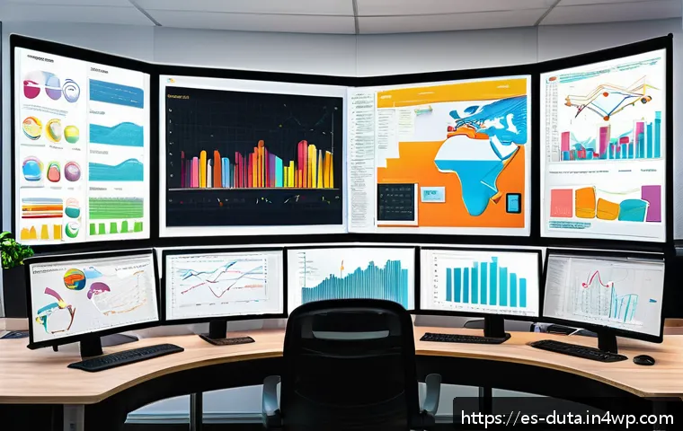 데이터 수집 후 데이터 마이닝 기법 적용하기 - A detailed digital illustration of a data scientist’s workspace in a modern office in Mexico City, f...