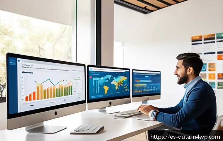 웹사이트별 데이터 수집 방법 비교 - A modern workspace scene showing a diverse team of Spanish-speaking digital marketers analyzing webs...